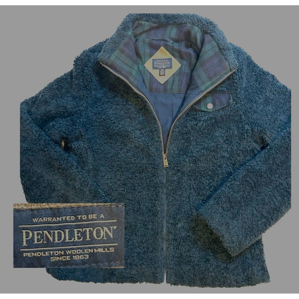 Pendleton Women's Medium - Jacket Fleece - Sherpa - Full Zip Teal/Green Plaid